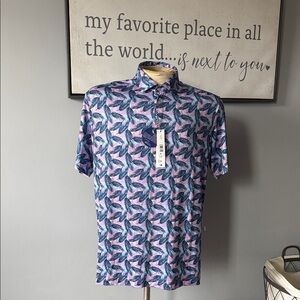 Tailorbyrd Tropical Blue and Pink Shirt